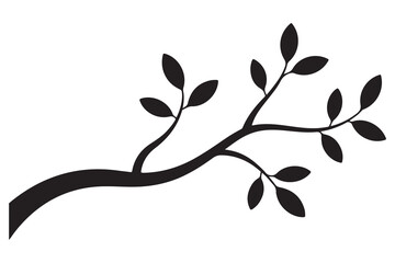 Nature plant branch silhouette icon with small leaves simple botanical illustration
