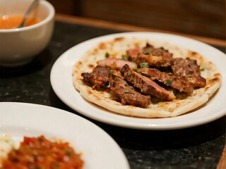 Arabic Cuisine Dishes. Shawarma Slices of marinated meat, typically served in pita bread.