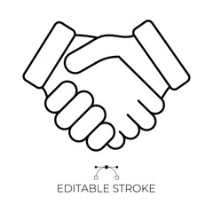 Minimalist Handshake Icon - Editable Stroke vector stock illustration