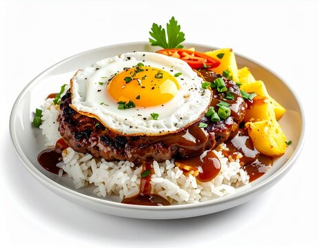 Hawaiian loco poco isolated white background 