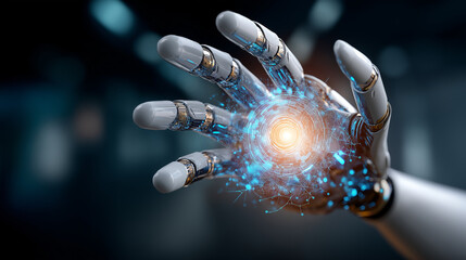 RPA robotic process automation system, big data business concept, virtual screen, technology visualization, digital transformation , with copy space