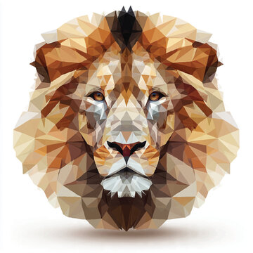Geometric Low Poly Lion Head Illustration.
