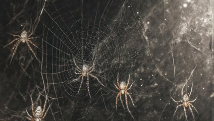 Orb Weaver Spiders on Web in Natural Habitat.