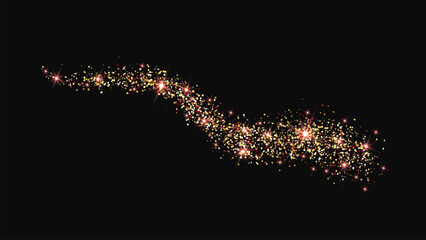 Gold glittering confetti wave and stardust