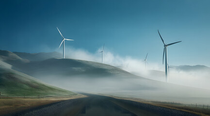 wind turbines in the mountains