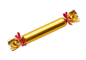 Golden christmas cracker isolated on transparent background