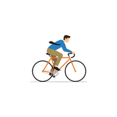 Obraz premium Man riding a bicycle on a white background.