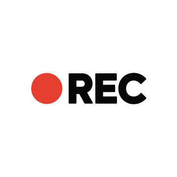 Recording sign with red dot and text rec on transparent background, video recording, live streaming icon