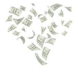 dollars heart love isoalted - 3d rendering