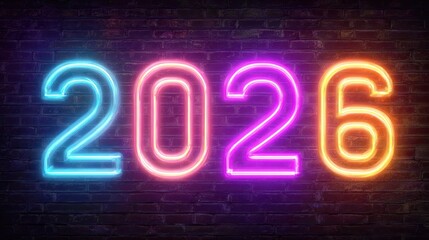 Neon Background with Numbers 2026