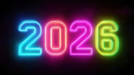 Neon Background with Numbers 2026