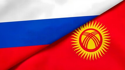 National Flags of Kyrgyzstan and Russia