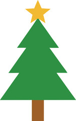 Fototapeta premium green christmas tree flat icon with star on transparent background