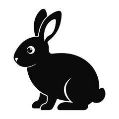 Obraz premium Simple black silhouette of a rabbit an icon or clipart illustration