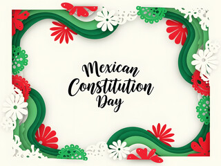 Mexican constitution day celebration with traditional floral patterns