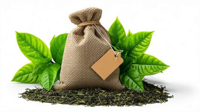 green tea bag isolated