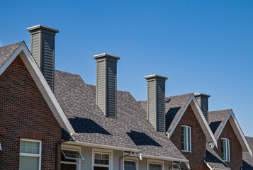 Row of modern townhouses in Vancouver, BC, Canada