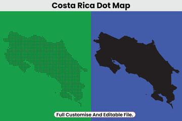 Costa Rica Halftone Dot Map,Modern Minimal Silhouette Vector