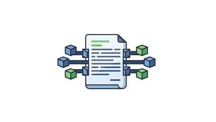Document with connected data blocks.