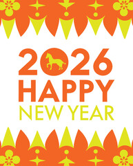Stylish 2026 Year of the Horse New Year's Card Templates with Shippo Patterns