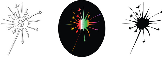 firework vector illustration simple, colorful. firework minimal silhouette vector illustration.