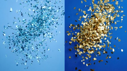 Two Images of 2026 Happy New Year Text with Confetti on Blue