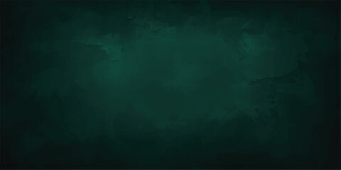 Fototapeta premium Blank green surface with grainy cement texture, dark corners. Dark green concrete wall background,vintage aged texture and black shadow border for luxurious abstract designs classic digital.