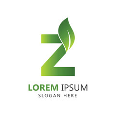 Letter Z Leaf Logo Template for Branding Design