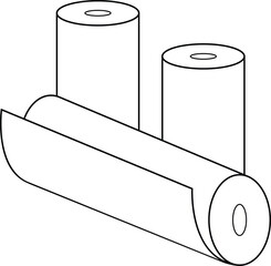 Simple line art illustration of a roll of paper. Perfect for representing concepts of new beginnings, potential, or storage. Ideal for website design, educational materials,