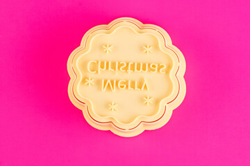 plastic molds for making Christmas cookies on  background