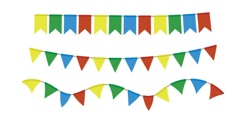Colorful Hand Drawn Bunting Flags Vector for Party Decoration, Celebration Events, Festivals, Birthday Designs, Holiday Graphics, and Creative Banner Illustrations,