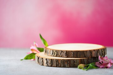 Stacked Rustic Wooden Stumps Podium