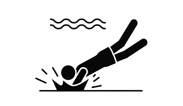 Stick figure falling forward depicting a slip or trip hazard warning