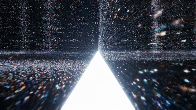 Bright Light Cutting Through Digital Data Stream