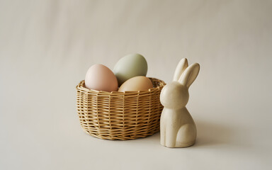 Happy easter sunday celebration with easter eggs and bunny decoration