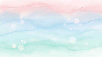 Soft pastel watercolor background with bokeh lights and pastel pink blue green hues