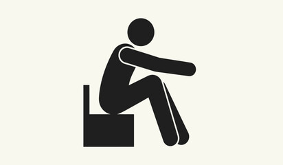 A simple black silhouette of a person sitting in a chair