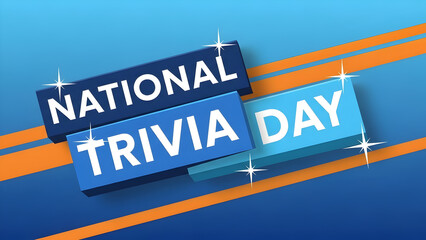National trivia day celebration with vibrant blue and orange design isolated on transparent background, Vector, illustration