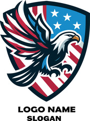 Obraz premium American eagle holding American flag illustration icon