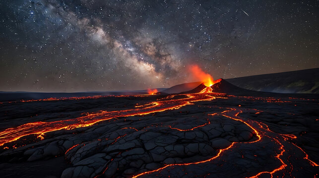 a volcano with lava and lava in the fore