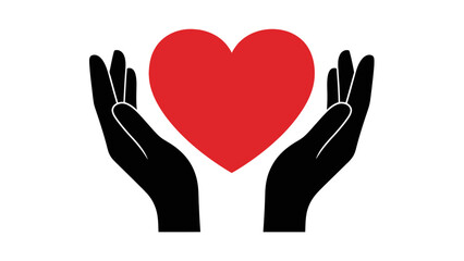 Obraz premium A woman's hands hold a red heart shape as a romantic symbol of love and care for Valentine's Day