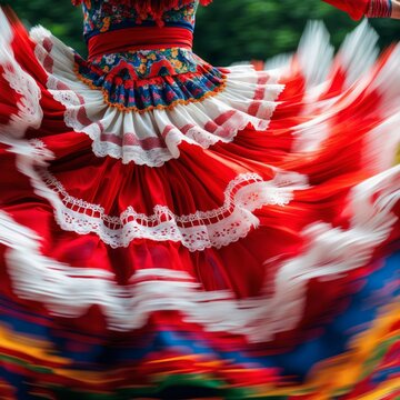 Swirling Red and White Cumbia Skirt Texture
