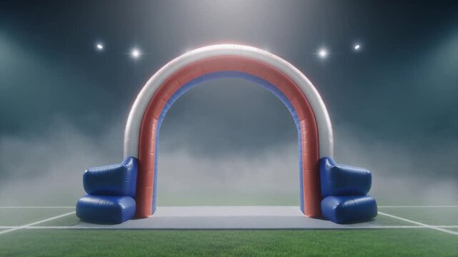 Inflatable Race Gate on Night Sports Field