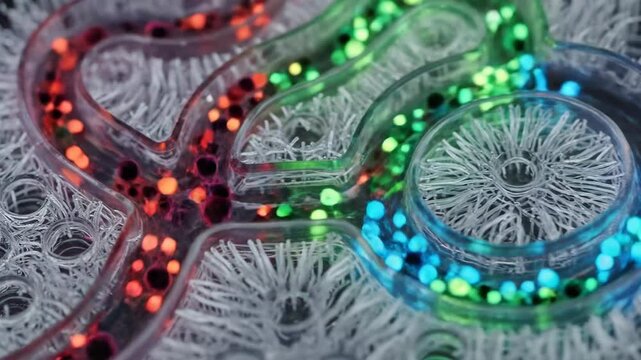 Colorful Microfluidic Channels Handling Cellular Samples