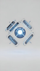 Blue glowing circle with devices around.