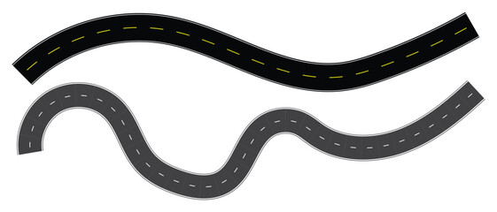 Obraz premium Wavy winding curves roads. flat vector illustration isolated on transparent background.