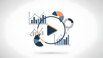 Business infographic with play button.