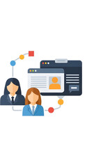 Business people and digital profile connection.