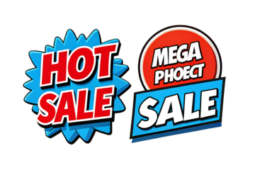 Mega Project Hot Sale Signs on White Background isolated on a transparent background