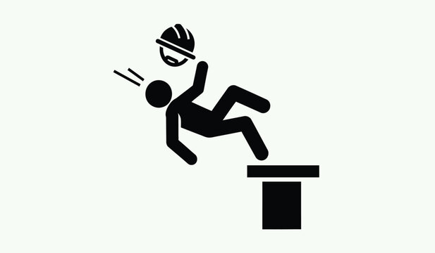 Warning falling from height construction site safety potential hazard symbol